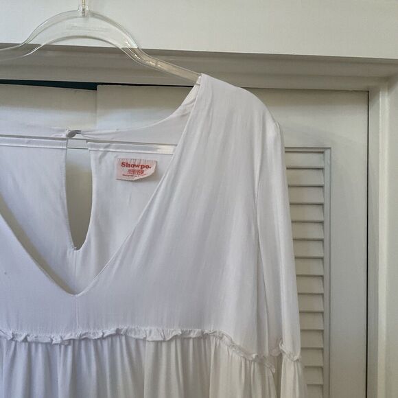 Showpo Summer Soul Dress White Ruffled Bottom Lightweight, Size 8 - Picture 9 of 16